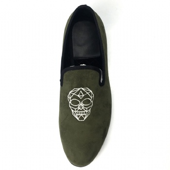 Luxury Mens Velvet Loafers Velvet Upper - Genuine Leather Type Round Toe Shape