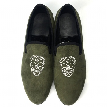 Luxury Mens Velvet Loafers Velvet Upper - Genuine Leather Type Round Toe Shape