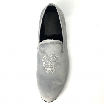 Luxury Mens Velvet Loafers Velvet Upper - Genuine Leather Type Round Toe Shape
