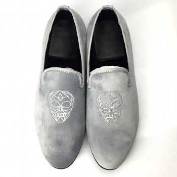 Luxury Mens Velvet Loafers Velvet Upper - Genuine Leather Type Round Toe Shape