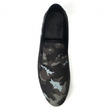 Luxury Mens Velvet Loafers Velvet Upper - Genuine Leather Type Round Toe Shape