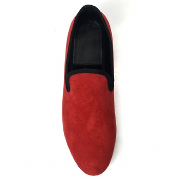 Luxury Mens Velvet Loafers Velvet Upper - Genuine Leather Type Round Toe Shape