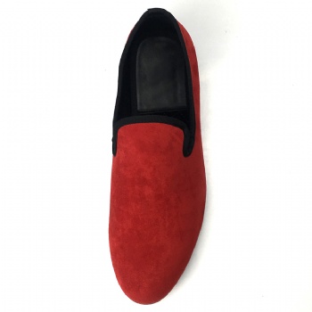 Luxury Mens Velvet Loafers Velvet Upper - Genuine Leather Type Round Toe Shape