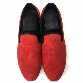 Luxury Mens Velvet Loafers Velvet Upper - Genuine Leather Type Round Toe Shape