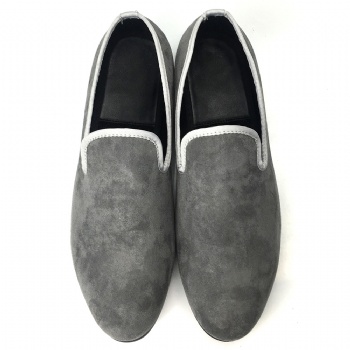 Luxury Mens Velvet Loafers Velvet Upper - Genuine Leather Type Round Toe Shape