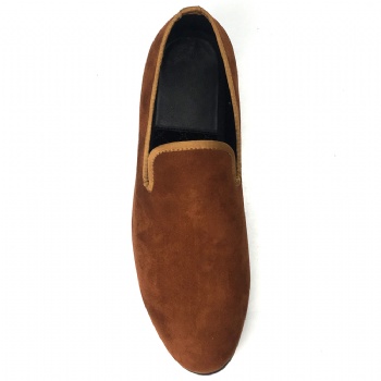 Luxury Mens Velvet Loafers Velvet Upper - Genuine Leather Type Round Toe Shape