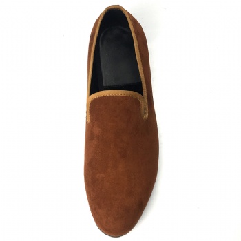 Luxury Mens Velvet Loafers Velvet Upper - Genuine Leather Type Round Toe Shape