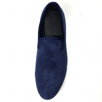 Luxury Mens Velvet Loafers Velvet Upper - Genuine Leather Type Round Toe Shape