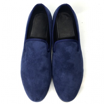 Luxury Mens Velvet Loafers Velvet Upper - Genuine Leather Type Round Toe Shape