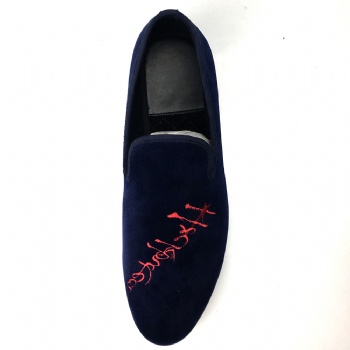 Luxury Mens Velvet Loafers Velvet Upper - Genuine Leather Type Round Toe Shape