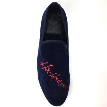 Luxury Mens Velvet Loafers Velvet Upper - Genuine Leather Type Round Toe Shape