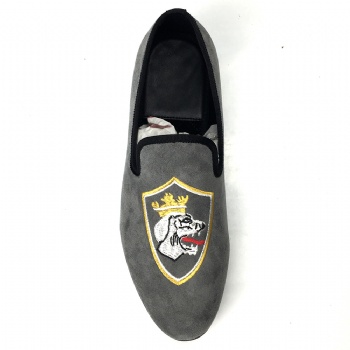 Luxury Mens Velvet Loafers Velvet Upper - Genuine Leather Type Round Toe Shape