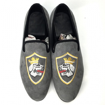 Luxury Mens Velvet Loafers Velvet Upper - Genuine Leather Type Round Toe Shape