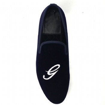 Luxury Mens Velvet Loafers Velvet Upper - Genuine Leather Type Round Toe Shape