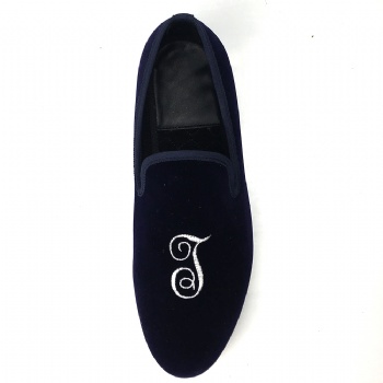 Luxury Mens Velvet Loafers Velvet Upper - Genuine Leather Type Round Toe Shape
