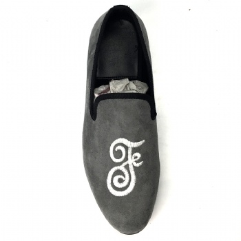 Luxury Mens Velvet Loafers Velvet Upper - Genuine Leather Type Round Toe Shape