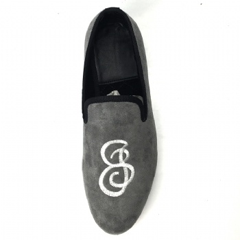 Luxury Mens Velvet Loafers Velvet Upper - Genuine Leather Type Round Toe Shape