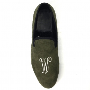 Luxury Mens Velvet Loafers Velvet Upper - Genuine Leather Type Round Toe Shape