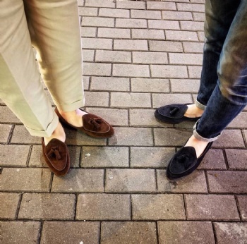 High Mercerized Suede Tassel loafers