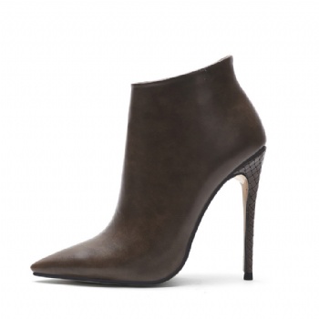 Snakeskin pattern high-heeled ankle boots