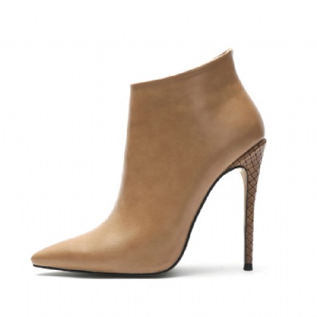 Snakeskin pattern high-heeled ankle boots