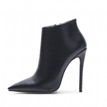 Snakeskin pattern high-heeled ankle boots