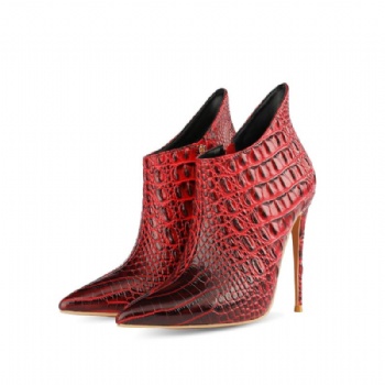 Snakeskin pattern high heel ankle boots