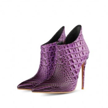 Snakeskin pattern high heel ankle boots