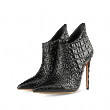 Snakeskin pattern high heel ankle boots