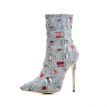 Cowboy high heel ankle boots