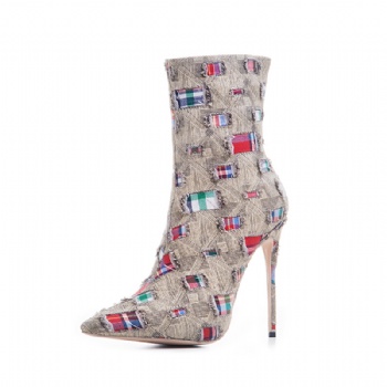 Cowboy high heel ankle boots