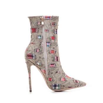 Cowboy high heel ankle boots