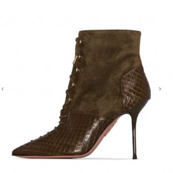 Snakeskin pattern high-heeled ankle boots