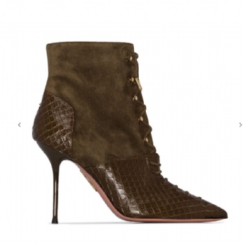 Snakeskin pattern high-heeled ankle boots