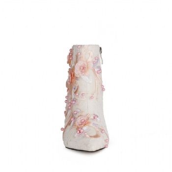 White embroidered wedding boots