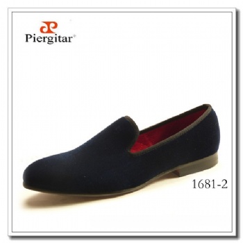 Luxury Mens Velvet Loafers Velvet Upper - Genuine Leather Type Round Toe Shape