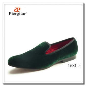 Luxury Mens Velvet Loafers Velvet Upper - Genuine Leather Type Round Toe Shape